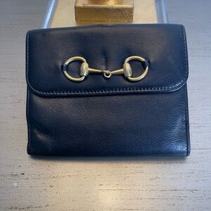 Gucci Black Leather Wallet with Gold Accents
